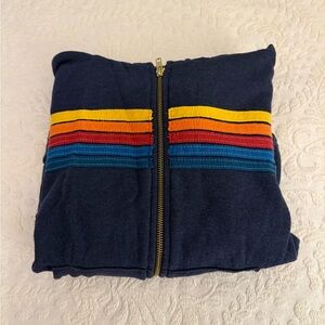 Aviator Nation 5 Stripe Zip-Up Hoodie in Navy size XS